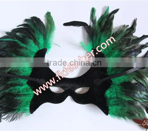 New Products 2016 Venetian Green Cock Feather Mask With Cloth Halloween Mask For Party And Stage Decoration photo-5
