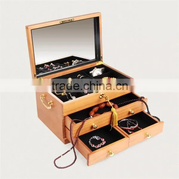 Luxury Handmade Wooden Jewelry Box With Mirror Home Decoration photo-3