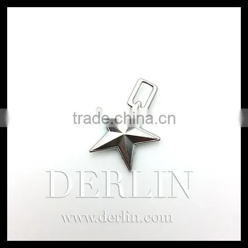 Star Zip Slider Insert Type Anti Silver Shiny Cartoon Charm Metal Zinc Alloy Zipper Puller