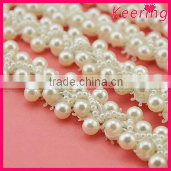 2015 Newest Fancy Pearl and Bead Braided Trim for Wedding WTP-1207 photo-2