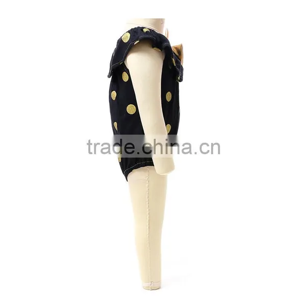 New Fashion Boutique Wholesale Gold Dot Black Elegant Sleeveless New Born Fancy Baby Rompers photo-2
