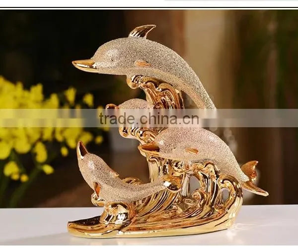 2016 Wholesale Ceramic Gold-plated Dolphin Luxury Home Decor photo-5