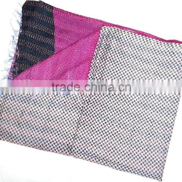 Handmade Silk Kantha Reversible Silk Stoles photo-4