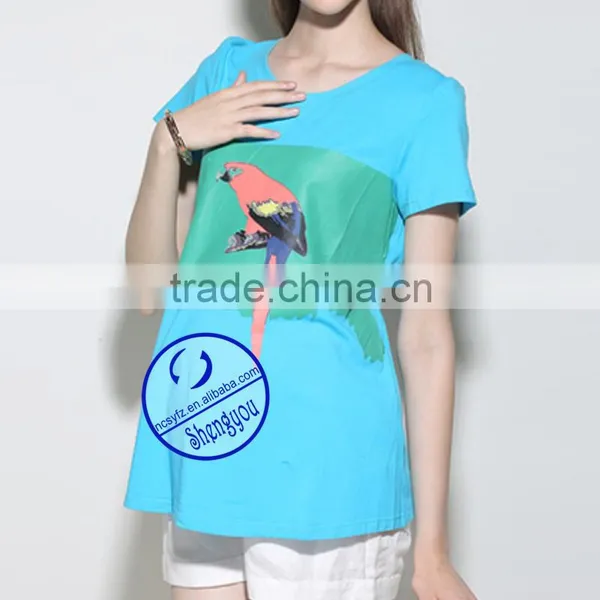 Custom 100% Cotton Jersey Printed Short Sleeve Maternity t Shirt photo-2