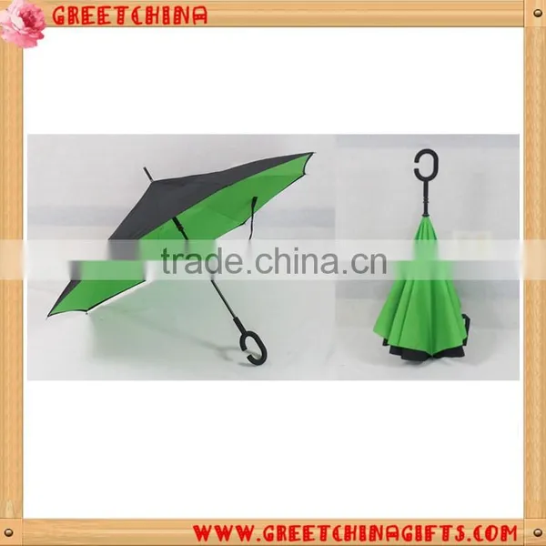Windproof C-holder Double Layer Upside Down Reverse Umbrella for Car Quality Choice photo-4