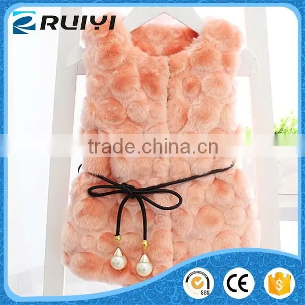 New Designed Fancy Wholesale Children Clothes Faux Fur Winter Waistcoat photo-3