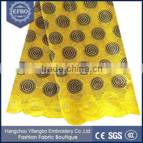 Chinese Supplier Nigeria Beaded Swiss Lace Fabric / Hight Quality Cotton Embroiderd Fabric For Wholesale photo-3