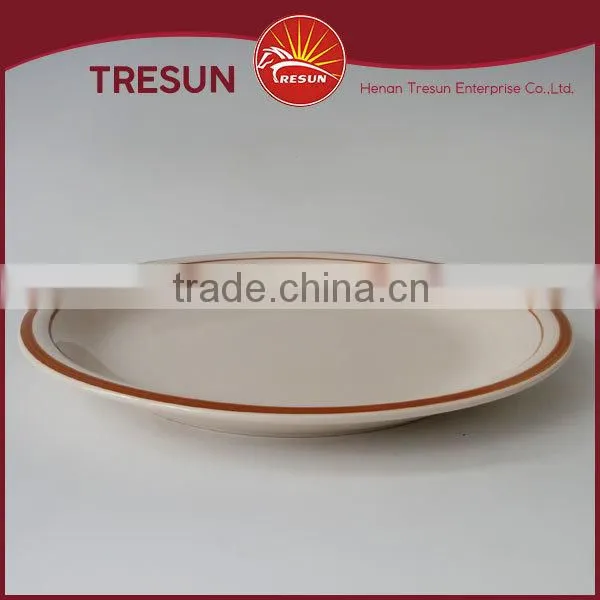 Hot Selling Red Strip Ceramic Handpainted Round Plate photo-2