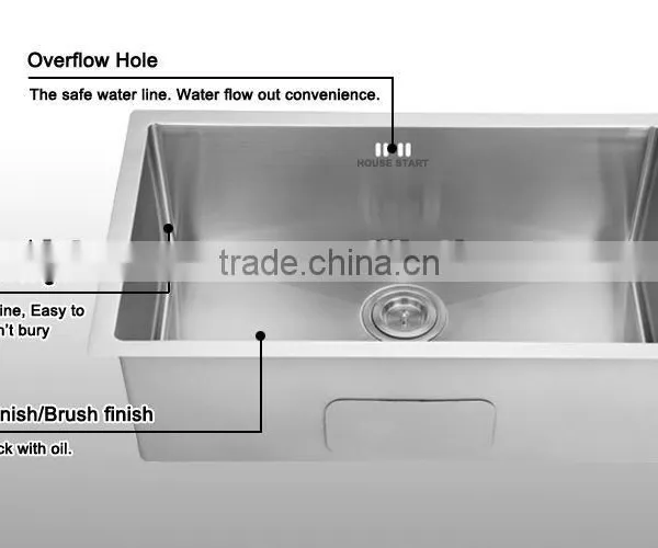 Modern Kitchen Designs Rectangular Undermount Single Bowl Sink SUS304 Handmade Kitchen Sink photo-2