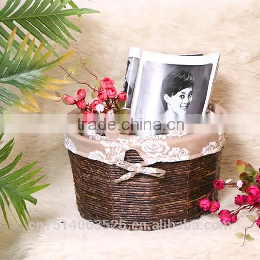 Set of 3 Maize Weaved Storage Baskets With Lining photo-2