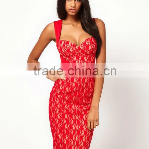Ladies New Fashion Lace Dress With Fitted Shape