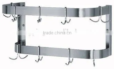 NSF Approval Stainless Steel Double Bar Pot Rack With Hooks photo-4