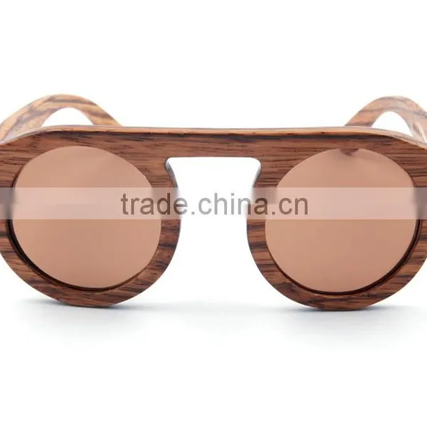New Style Handmade Natural Bamboo Wood Round Frame Wooden Sunglasses for Women photo-3