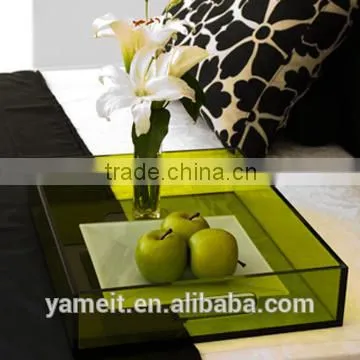 Green Serving Factory Acrylic Trays Wholesale With Handle
