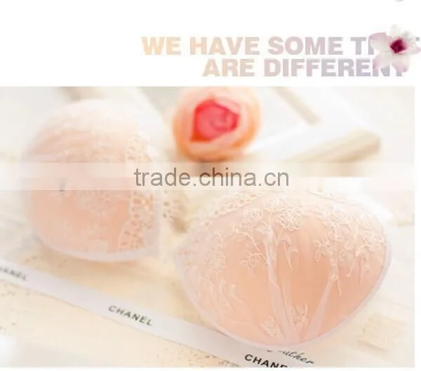 Female Orange Cute Lace Adhesive Bra photo-2