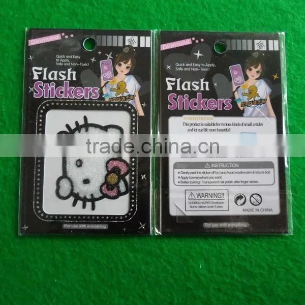 Glitter Powder Hello and Kitty Sticker for Mobile Phone photo-2