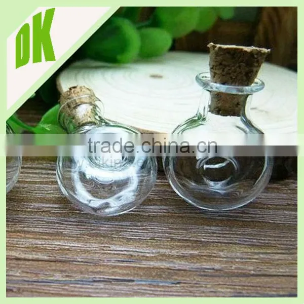 Small Apothecary Bell Jar Bottles With Loops Screws Necklaces~25mm x 22mm Clear Vials, Chains, Empty Mini Glass Bottle Factory photo-3