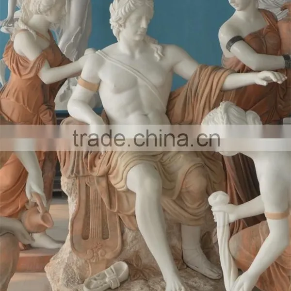 White Hand Carved Apollo Bathing Marble Statue photo-4