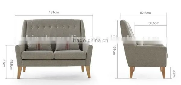 SFA00045 Antique Wood Frame Fabric Sofa Single Seat Couches Meeting Room Sofa photo-3