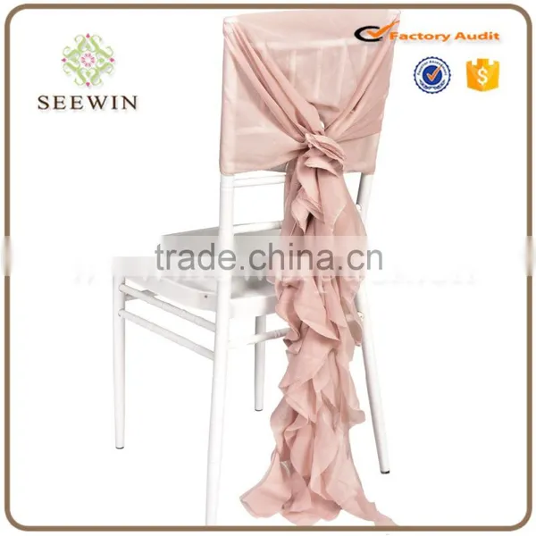 Chiffon Ruffled Willow Chair Sash Us. photo-3