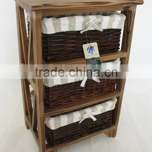 Living Room Cabinet With Woven Basket Wicker Basket Cabinet photo-5
