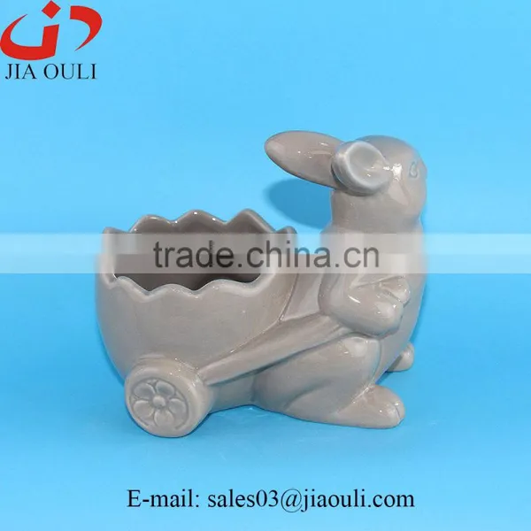 2016 New Design Popular Easter Decoration Ceramic Rabbit Planter photo-5