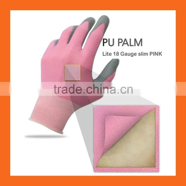 18 Gauge Ultra Lite Black Polyurethane Coated Gloves,Blue Nylon Working PU Gloves,Safety PU Palm Fit Gloves photo-5