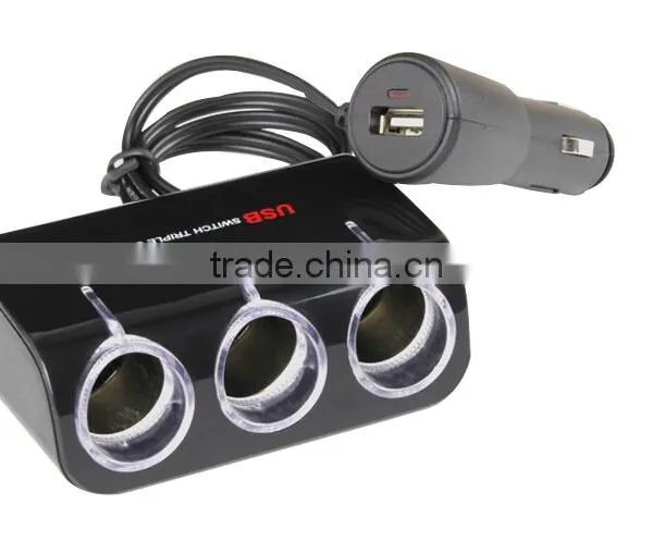 12V/24V Car Cigarette Lighter Three Socket photo-2