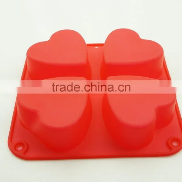 11193 Top Quality Silicone Flexible 4 Cavity Heart Shaped Soap Molds photo-4