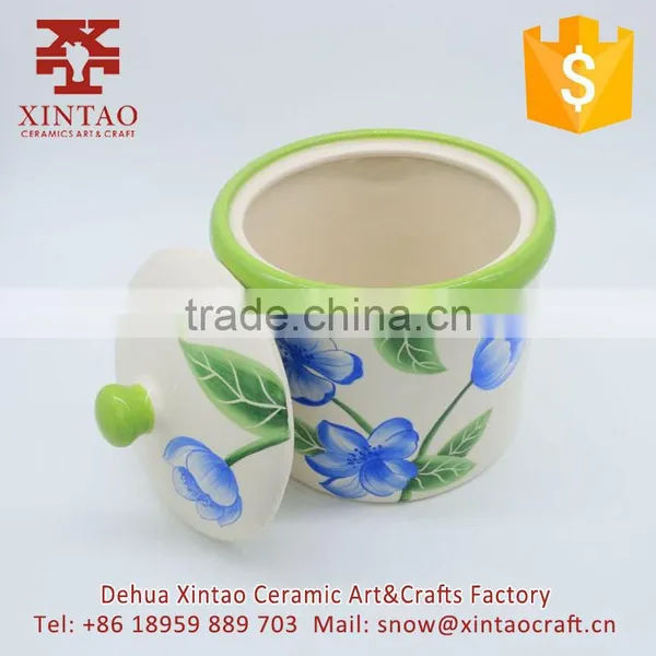 Gifts and Craft Ceramic Storage Containers Jars Canister Set White With Flower photo-2