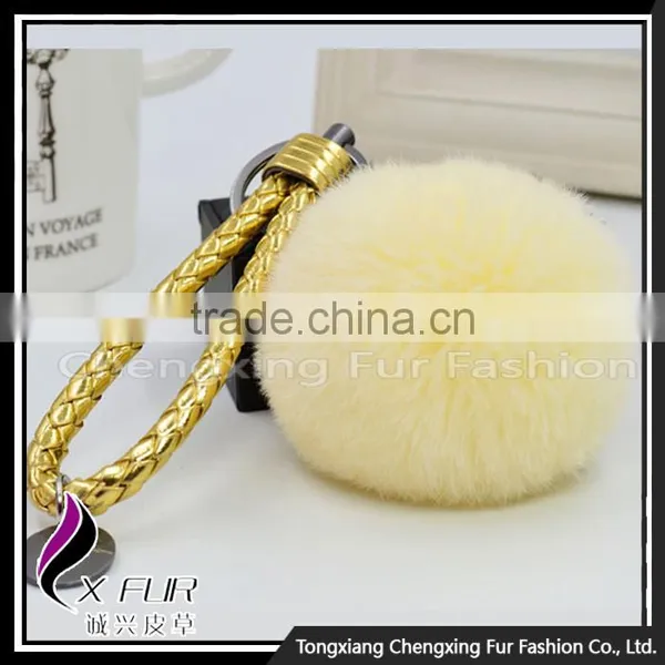 CX-R-24 Rabbit Fur Pom Pom Promotional Gift Fur Ball Keychain Mobile Phone Strap photo-4