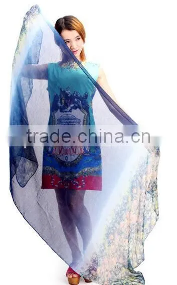 Fashion Women Chiffon Scarf Floral Print Drive Travel Shawl Beach Style Slik Wrap Pashmina photo-6