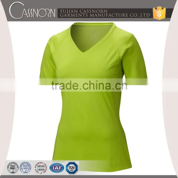Good Quality Colorful Plain v Neck Wholesale Short Sleeve Women t Shirt photo-4