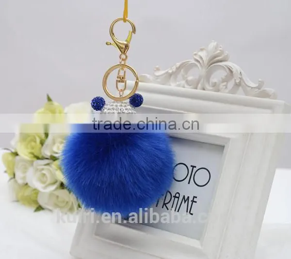 Faux Fur Pompom Key Chains Rhinestone Keychains Ladies Perfume Bottle Key Chain Rings Holder Cover Women Fmq-13 photo-5