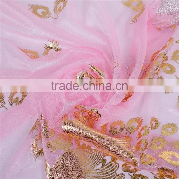 Imitation Silk Scarves & Wraps Rectangle Golden Pink Peacock Fashionable Scarf photo-2