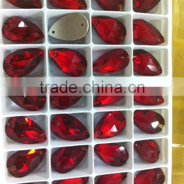 crystal sew-on beads red light siam sew on stones