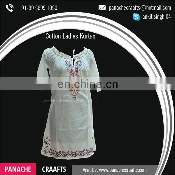 Hot Selling Embroidered Designer Cotton Ladies Kurtis photo-5