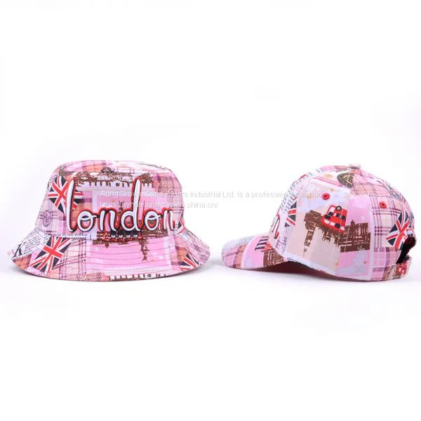 100% Cotton Promotional Flat Crown Embroidered Fashion Bucket Hat photo-5