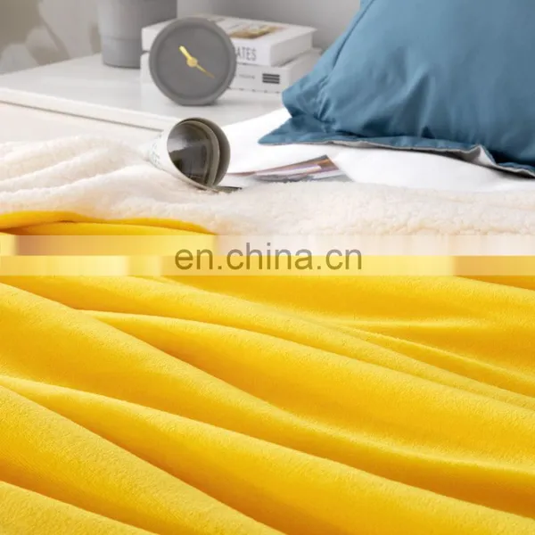 Amazon Luxury Custom OEM Yellow Fleece Throw Sherpa Blanket For Travel photo-4