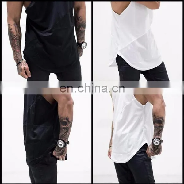 Men's Muscle Drop Armhole Gym Gentleman Bodybuilding Stringer Cotton Hoodie Tank Tops photo-5