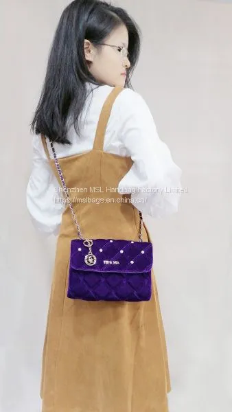 Women Shoulder Handbags Top Quality Velvet Diamond Quilted Chain Interlaced Crossbody Bags photo-2