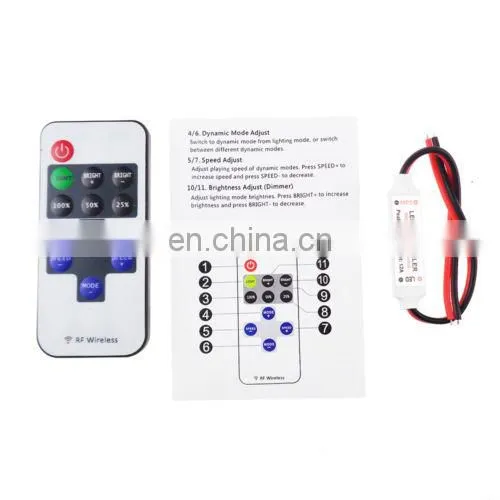 11key Wireless DC5-24V Mini Dimmer RF Remote Control for 3528 5050 RGB LED Strip photo-6