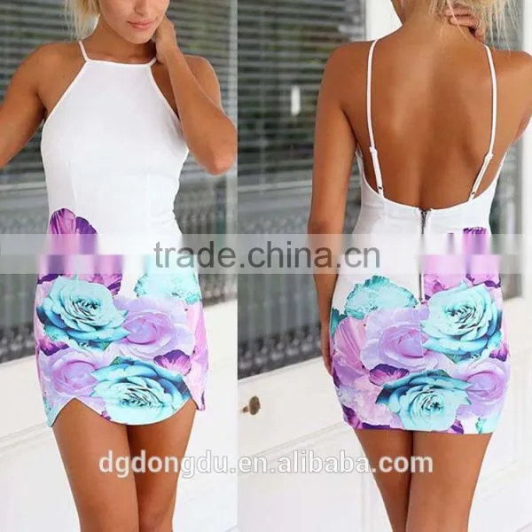 Free Shipping 2015 Fashion Women White Print Backless Sexy Dress Lady Celebrity Evening Casual Party Prom Club Dresses Vestidos photo-4