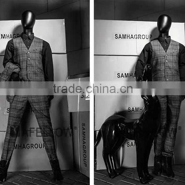 Fiberglass Egg Head Male Matt Black Movable Mannequins photo-5
