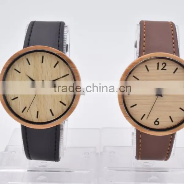 Wholesale Customized Personalized Fashion Wood Case Watch Men Custom Logo Wrist Watch With Leather Band photo-6