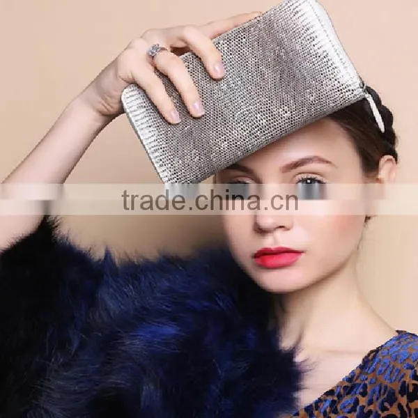 Exotic Cabrite Skin Leather Lady Evening Clutch Bag Hand Bag Leather Wallet photo-5