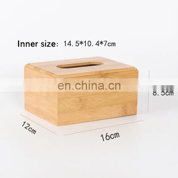 Durable Household Tissue Box Holder Round Square Rectangle Wooden Tissue Box photo-4