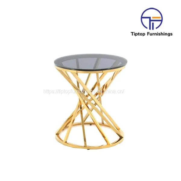 Factory Price Golden Sample Custom Logo End Table Stainless Steel Legs Square Tempered Glass 10 mm Thickness Side Table photo-3