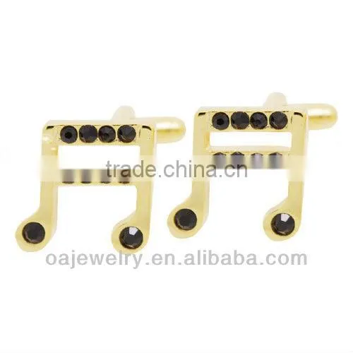 Low Price Golden Novelty Music Note Cufflinks