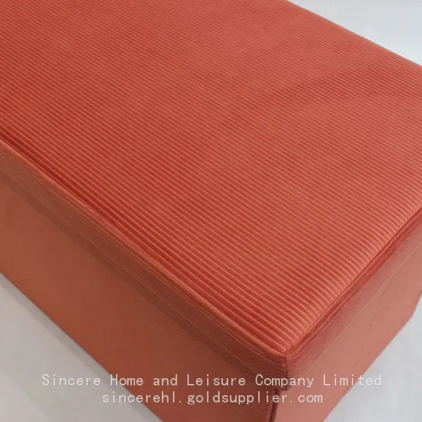 Foldable Storage Velvet Ottoman-orange photo-2